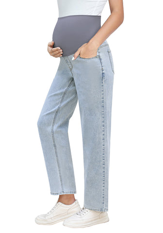 Roadknight Blue For Women's Maternity Plus Size Vintage All Season Mom Jean Ankle Pant