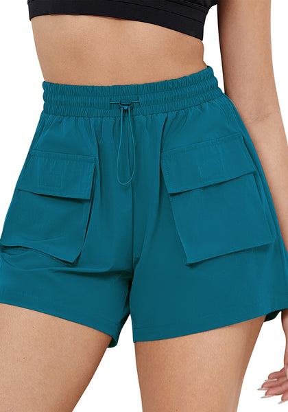 Harbor Blue Women's Casual Lightweight Athletic Pocket Drawstring Shorts High Rise Sports Short