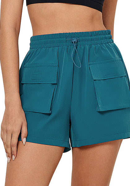 Harbor Blue Women's Casual Lightweight Athletic Pocket Drawstring Shorts High Rise Sports Short