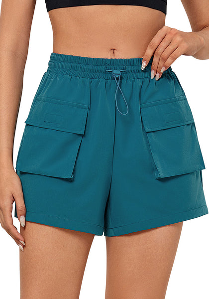 Harbor Blue Women's Casual Lightweight Athletic Pocket Drawstring Shorts High Rise Sports Short