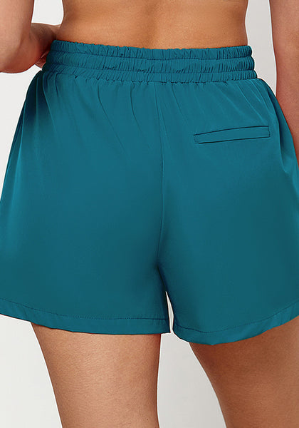 Harbor Blue Women's Casual Lightweight Athletic Pocket Drawstring Shorts High Rise Sports Short