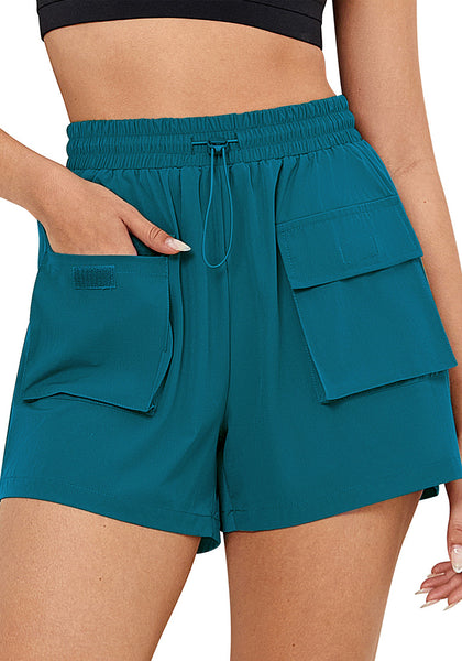 Harbor Blue Women's Casual Lightweight Athletic Pocket Drawstring Shorts High Rise Sports Short