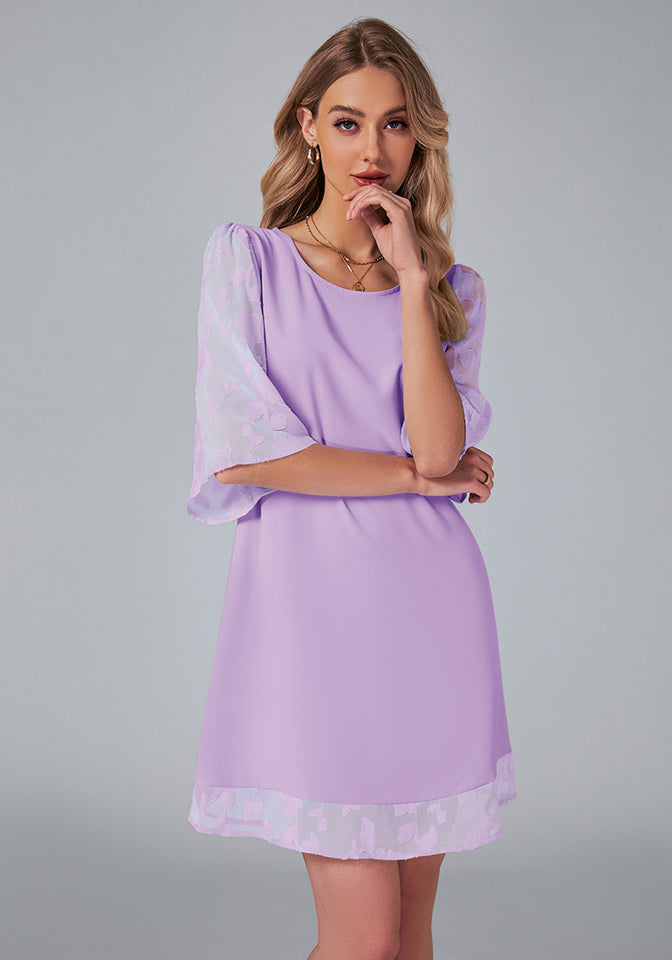 cute tunic dresses 3/4 Sleeve Dress for Women Shift Cute Summer Tunic Floral Lace Dresses Lookbook Store