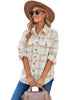 Model wearing off-white flap pockets button-down plaid short jacket
