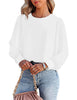 Women's Casual Blouse Crewneck Long Sleeve Flowy Basic Tops Shirt