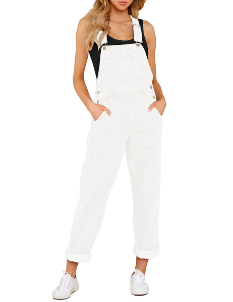 Women's Casual Stretch Denim Bib Overalls Pants Pocketed Jeans Jumpsuits