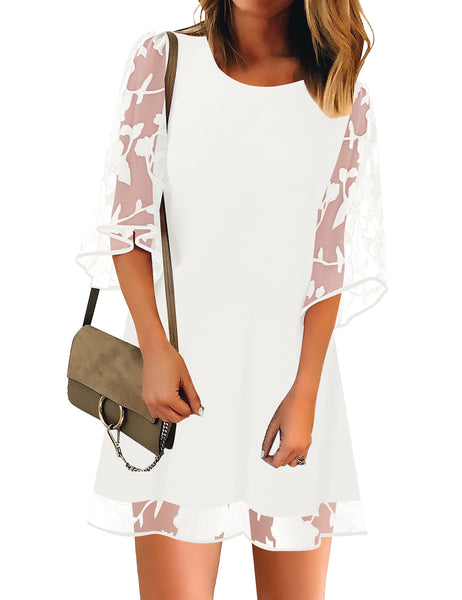 LookbookStore 3/4 Sleeve Dress for Women Shift Cute Summer Tunic Flora ...
