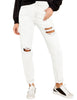 White Cuffed Ripped Denim Boyfriend Jeans