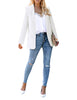 White Shawl Lapel Flap Pockets Boyfriend Blazer