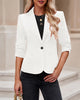 LookbookStore Women's Crop Sleeves Side Pockets Front Button Short Work Office Blazer Coats