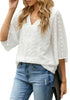 Women's Casual V Neck Bell Sleeve Blouse Pom Pom Loose Shirt Top