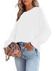 Women's Casual Blouse Crewneck Long Sleeve Flowy Basic Tops Shirt