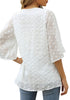Women's Casual V Neck Bell Sleeve Blouse Pom Pom Loose Shirt Top