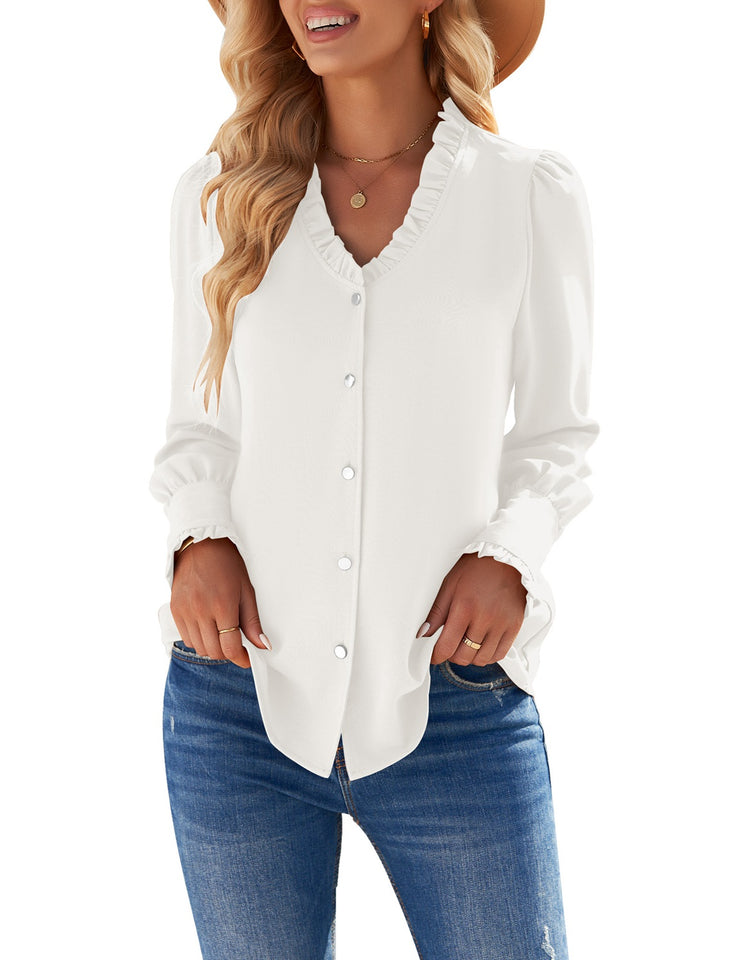 Womens Business Casual Tops Work Blouses Button Down Long Sleeve