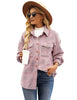Model wearing pink flap pockets button-down plaid short jacket