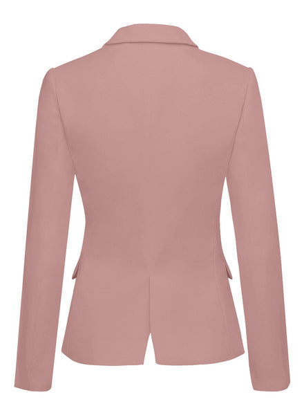 Back 3D picture of blush pink back-slit notched lapel blazer