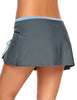 Back view of model wearing light grey elastic waist slit side-drawstring skirtini bottom