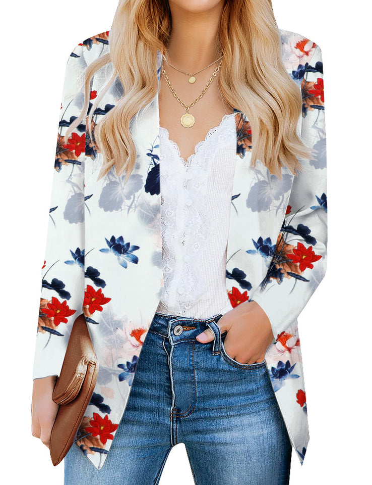 White floral print outlet blazer womens