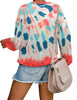 Back view of model wearing Multicolor Tie-Dye Drop Shoulder Pullover Sweater