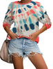 Front view of model wearing Multicolor Tie-Dye Drop Shoulder Pullover Sweater