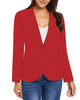 Womens Notched Lapel Pockets Button Work Office Blazer Jacket Suit