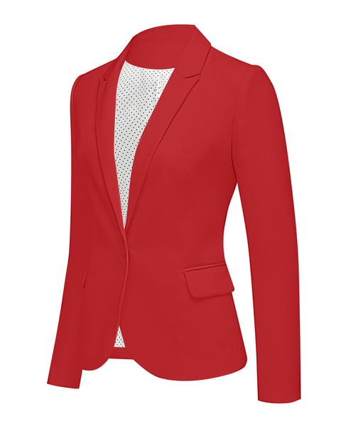 Womens Notched Lapel Pockets Button Work Office Blazer Jacket Suit