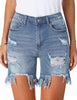 Women's High Waisted Jean Shorts Distressed Ripped Denim Shorts Frayed Hem Casual Shorts