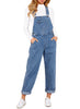 Light Blue Denim Jeans Overalls Women's Jumpsuit with Adjustable Strap