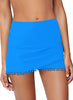 Blithe Blue Tulip Hem Tassels Mid-Waist Ruched Swim Skirt