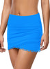 Blithe Blue Tulip Hem Tassels Mid-Waist Ruched Swim Skirt
