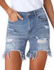 Women's High Waisted Jean Shorts Distressed Ripped Denim Shorts Frayed Hem Casual Shorts