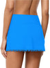 Blithe Blue Tulip Hem Tassels Mid-Waist Ruched Swim Skirt