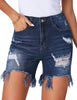 Women's High Waisted Jean Shorts Distressed Ripped Denim Shorts Frayed Hem Casual Shorts