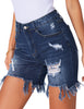 Women's High Waisted Jean Shorts Distressed Ripped Denim Shorts Frayed Hem Casual Shorts