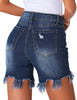 Women's High Waisted Jean Shorts Distressed Ripped Denim Shorts Frayed Hem Casual Shorts