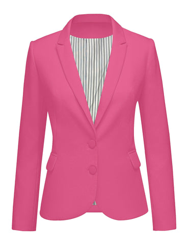 Women's Long Sleeve Formal Notch Lapel Button Down Blazer Pockets Jacket