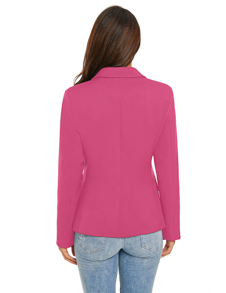 Women's Long Sleeve Formal Notch Lapel Button Down Blazer Pockets Jacket