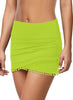 Lime Green Tulip Hem Tassels Mid-Waist Ruched Swim Skirt