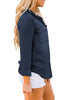 Women's Long Sleeve Collared Shirt Button Down Denim Blouse Tops