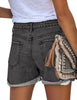 Women's High Waisted Rolled Hem Distressed Jeans Ripped Denim Shorts
