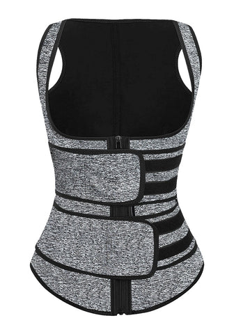 Grey Zip-Up Snap Corset Women's Waist Trainer