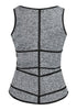 Back view of grey zip-up snap corset women's waist trainer's 3D image