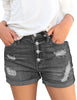 LookbookStore Women High Waisted Denim Shorts Ripped Button Fly Cuffed Jean Shorts