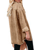 Khaki Button-Up Oversized Women's Denim Shacket