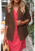 Women's Friar Brown Business Casual Long Sleeve Notched Lapel Blazer Jacket Suit