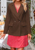 Women's Friar Brown Business Casual Long Sleeve Notched Lapel Blazer Jacket Suit