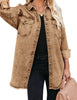 Almond Brown Button-Up Oversized Women's Denim Shacket