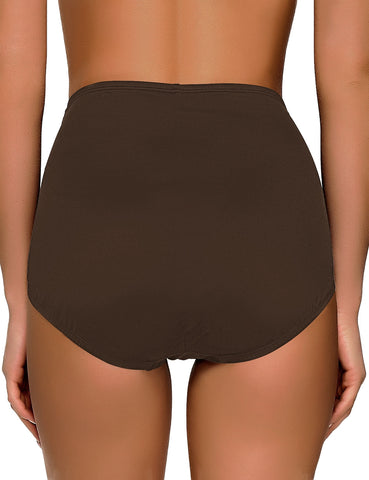 Dark curry High Waist Ruched Swim Bottom