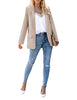 Beige Shawl Lapel Flap Pockets Boyfriend Blazer