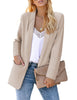 Beige Shawl Lapel Flap Pockets Boyfriend Blazer
